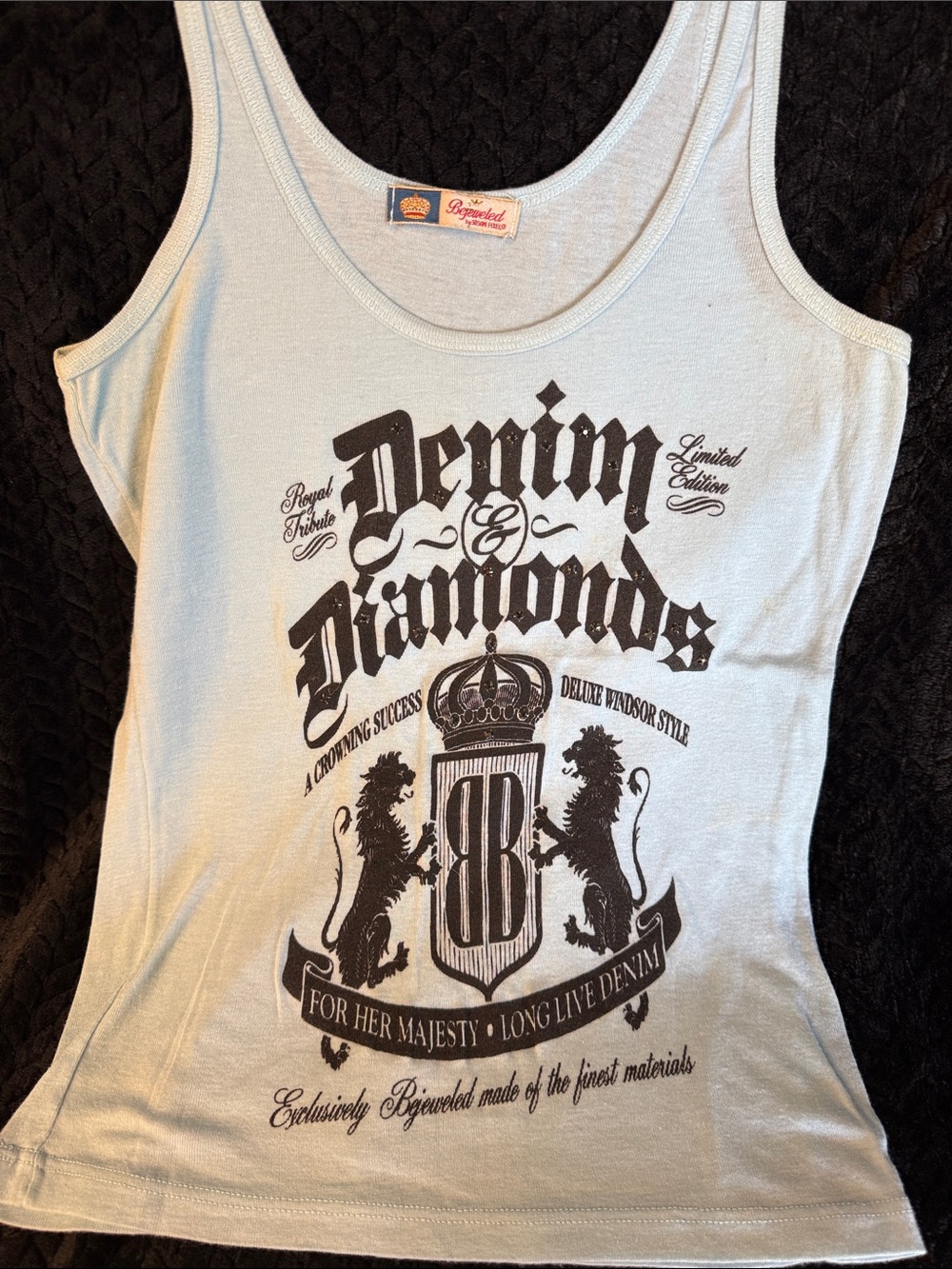 Denim & Diamonds Women's Light Blue Graphic Tank Top